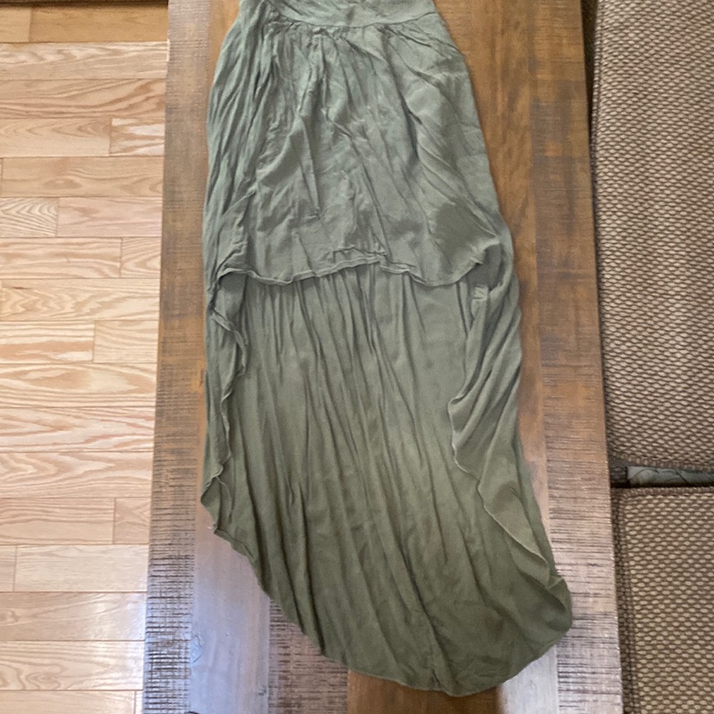 Vintage Olive green skirt short in the front mid length in the back